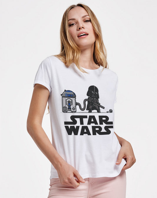 Camiseta personalizada mujer darth vader r2d2